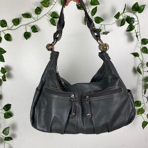 Slouchy y2k hobo shoulder bag chunky gray silver 2000s indie sleaze city chic